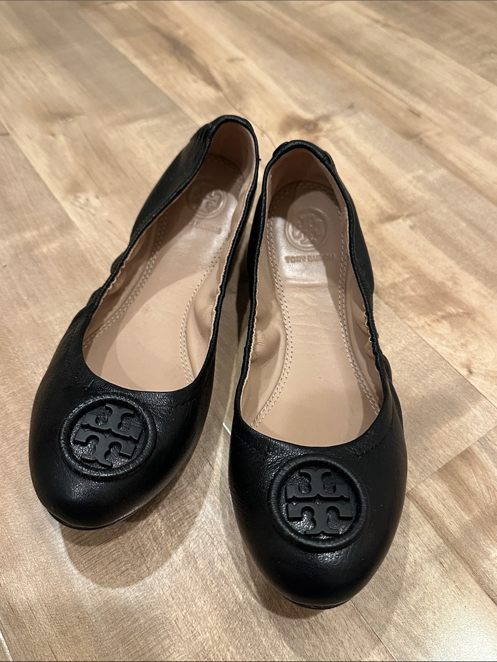 Tory Burch Black Logo Ballet Flats